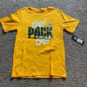 NFL Green Bay Packers Kids T-Shirt Yellow Go Pack Go Boys Size 16 Youth Tee